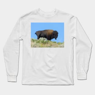 Bison on a hill at Yellowstone National Park Long Sleeve T-Shirt